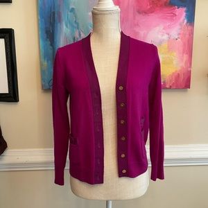 J. Crew Merino Wool Cardigan - Magenta Orchid - M